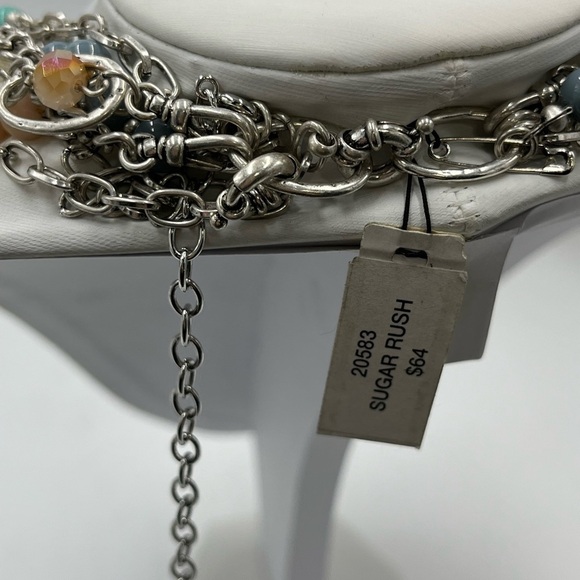 Gypsy Bohemian Hippie Multi Waterfall Necklace pastel Silver‎ tone “sugar rush” - Picture 8 of 15